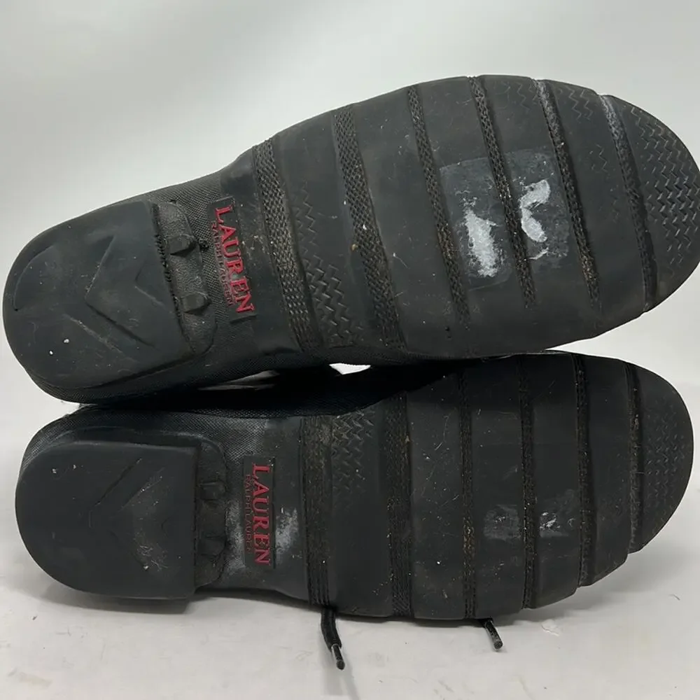Lauren Ralph Lauren Mikenna Women's Black Rubber Lace Up Ankle Boots Size 6